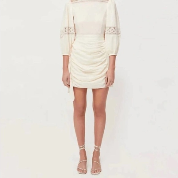 RHODE Dresses & Skirts - RHODE Pia Cream Cotton Lace Dress 6 | Romantic Boho Puff Sleeve
